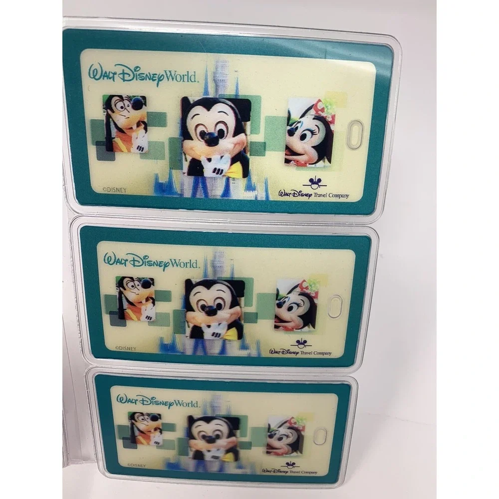 Walt Disney Travel Company Lenticular Luggage Tag Set‎ of 3 Mickey Minnie Goofy